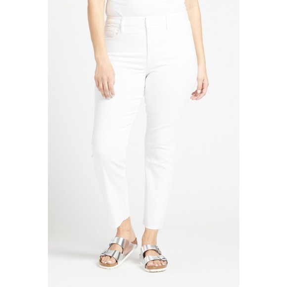 GOOD AMERICAN Women's White Straight Legs Raw Hem Jeans Size 8/29 NWT